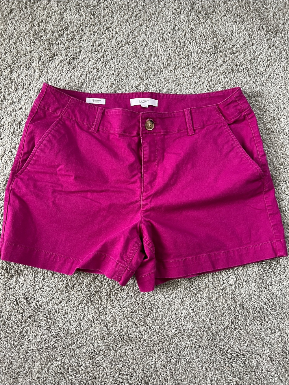 LOFT Fuchsia Cotton Chino  Shorts